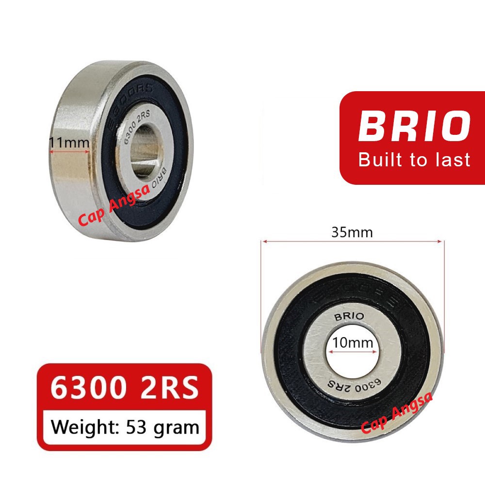 BRIO BEARING 6300 2RS 10 pc KLAHER LAHER BERING KLAHAR LAHAR BANTALAN BOLA RODA DEPAN BELAKANG GEAR