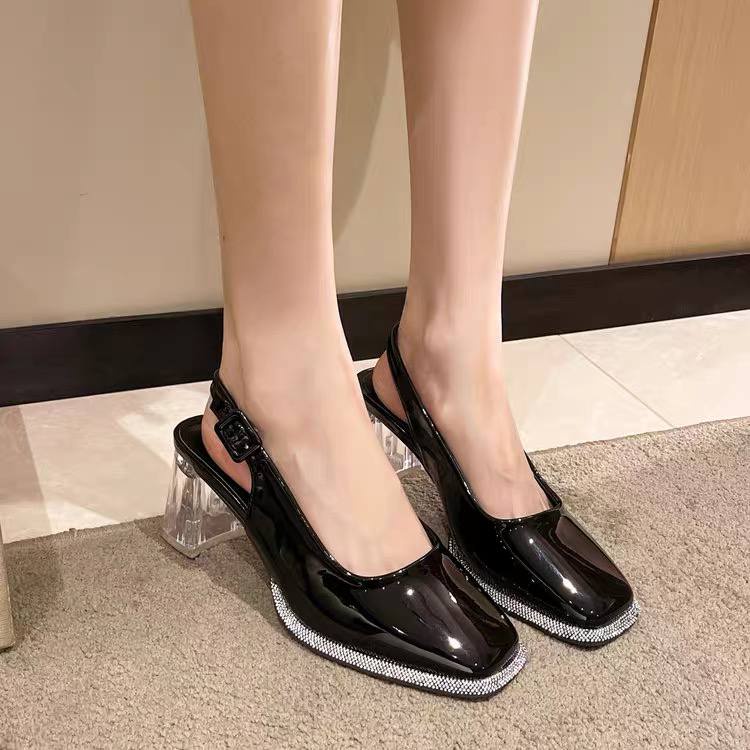 DDS712 heels kaca terbaru wanita import sepatu heels tapak tahu murah sepatu fashion kekinian Cod Jakarta