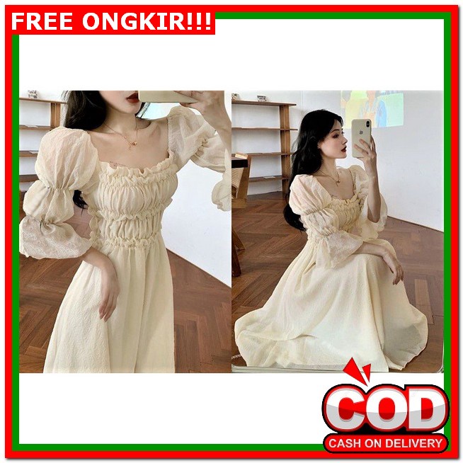 Dress Natal Wanita Terbaru Korea Midi Casual Import Jumbo Remaja Natalan 2022 Pesta Selutut Mewah Hi