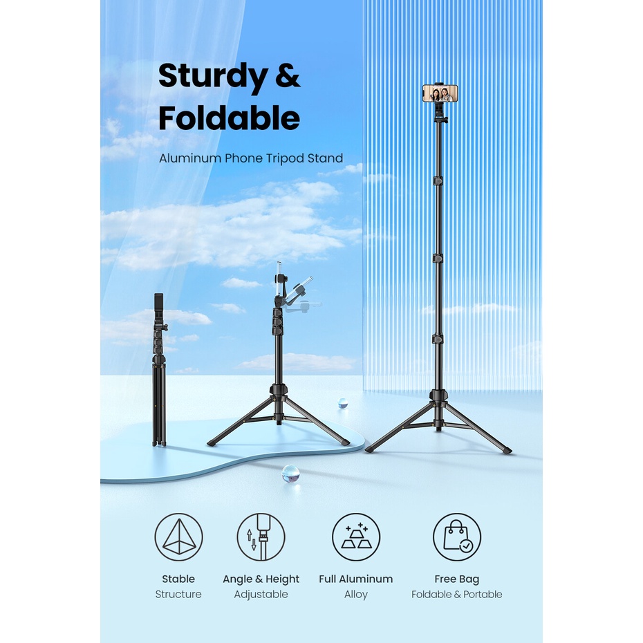 UGREEN Tripod Portabel 360° Alumunium Alloy For Handphone Kamera Livestream Tongsis Tripod 3in1 Tripod Mini + Tas