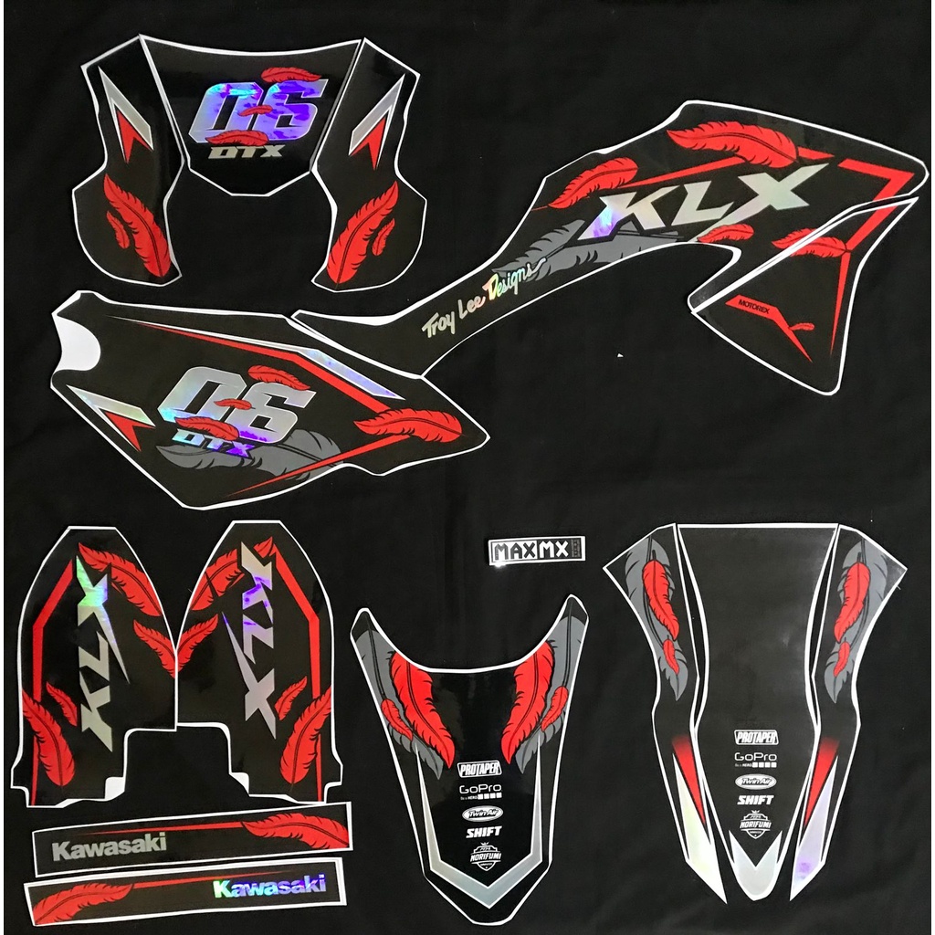 Decal KLX 150 BF Merah Hitam Hologram