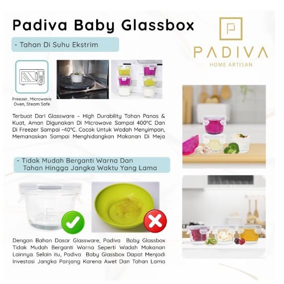 Padiva Baby Glassbox Round/Square - Wadah Kaca MPASI