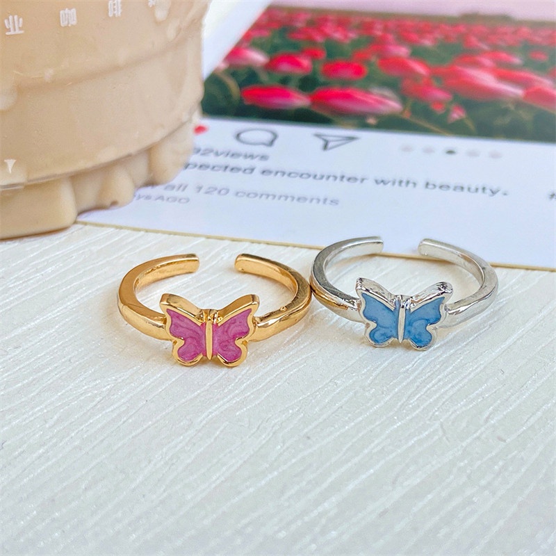 Cincin Model Terbuka Desain Kupu-Kupu Gaya Retro Eropa Amerika