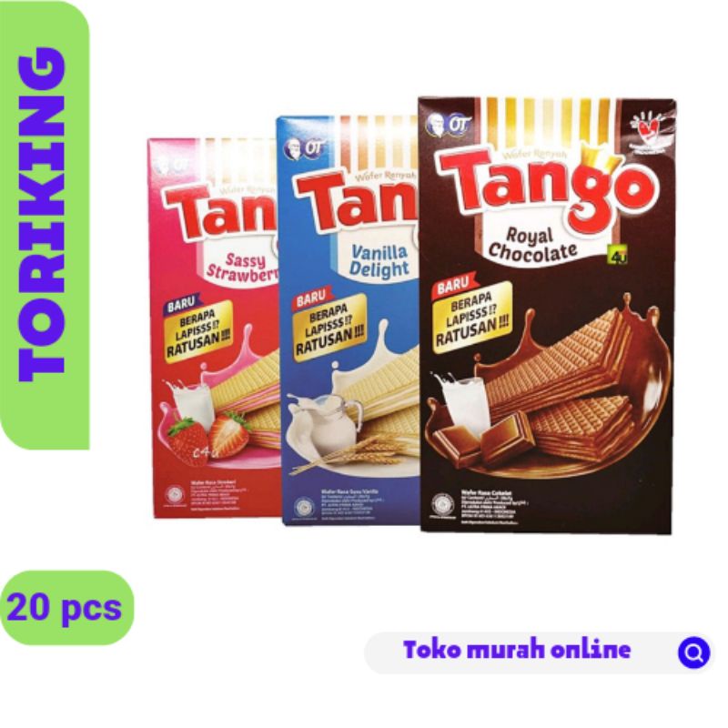 

TANGO BOX SINGEL COKLAT, VANILLA dan STRAWBERRY (1 box isi 20pcs @7gr)