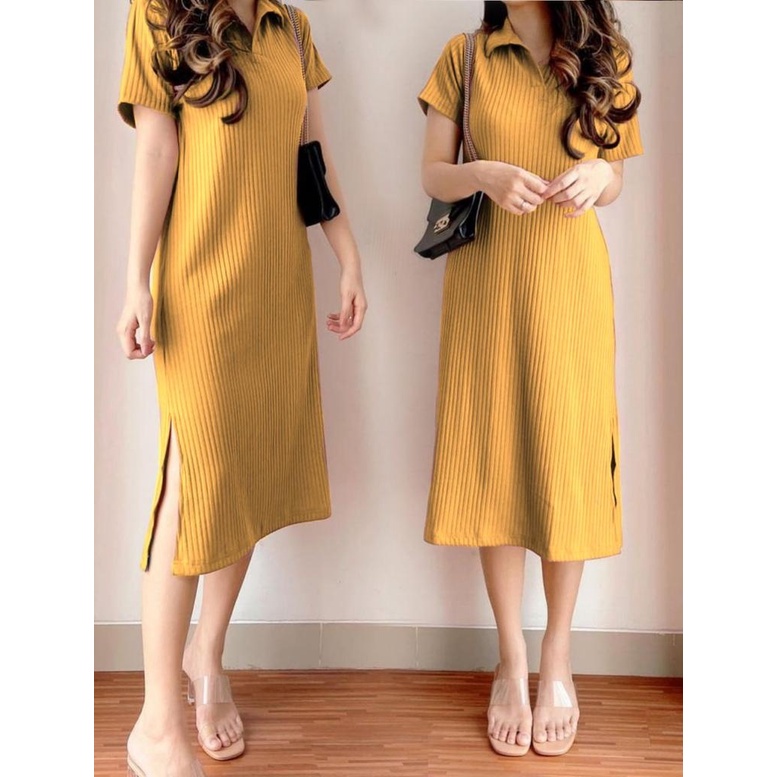 Basic id fashion Dres rajut sandra / Knit Dres korean style / Dres rajut v top