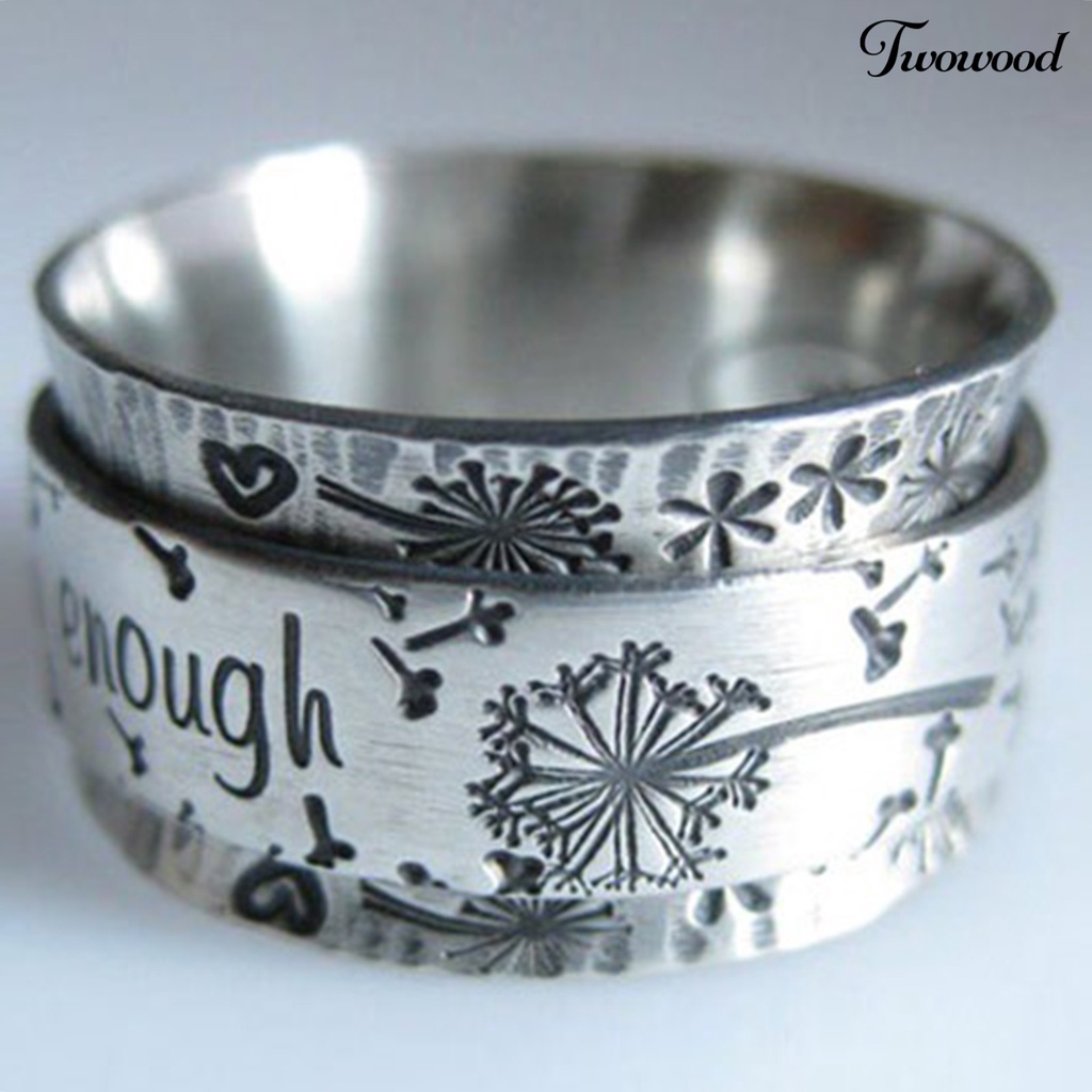 Cincin Pasangan Desain Tulisan I Am Enough Loyal Love Gaya Retro Untuk Hadiah Anniversary