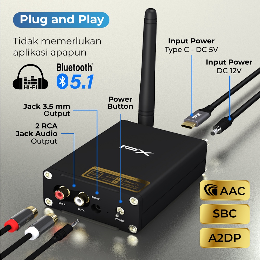 Bluetooth Audio Receiver 5.1 aptX Adaptive HiFi Stereo PX BTR-Pro