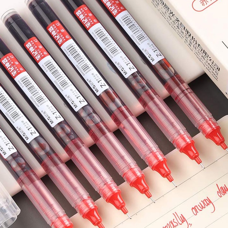 Pena Gel Tinta Merah Matte / Transparan Ukuran 0.5mm