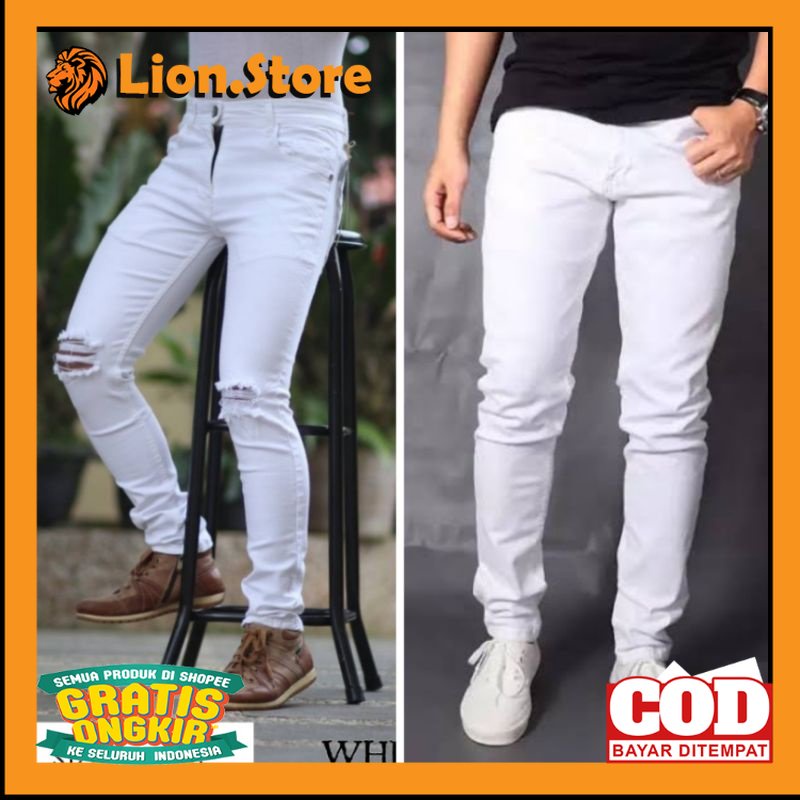 OYTFIT KEREN CELANA TRENDY /Celana jeans putih pria jumbo simple slimfit jeans premium original big 