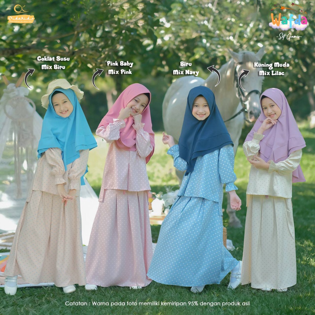 SET ROK WAFDA OIDOKIDS|SET GAMIS KHIMAR WAFDA OIDOKIDS|SET ROK GAMIS ANAK MURAH