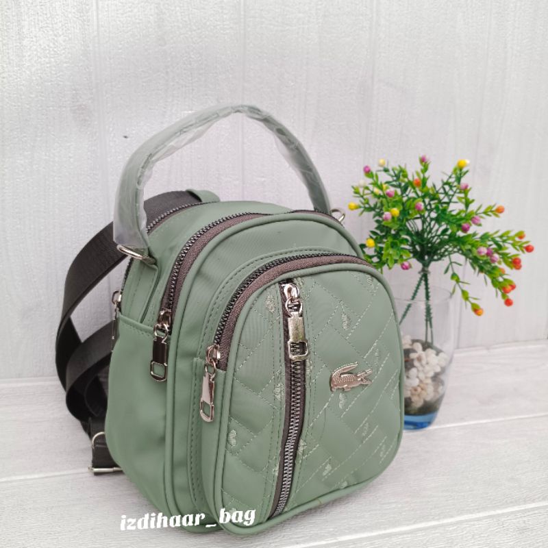 tas ransel 4 ruang bahan nilon bordir depan ukuran T21xL19 x9 cm.-wardah
