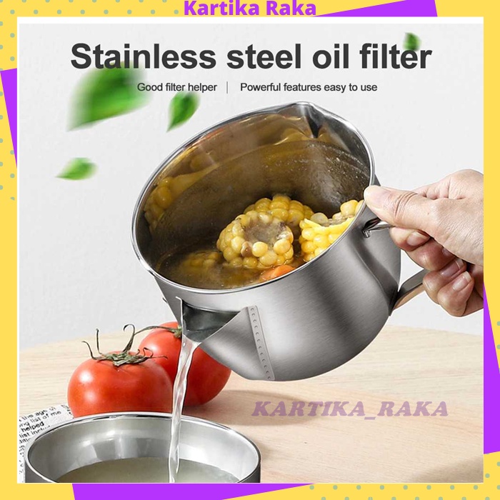 KR Panci Masak Mie Soup Tutup Kaca Panci Sop Sayur Saringan Pot Drainer Bowl Stainless Steel 1000ml