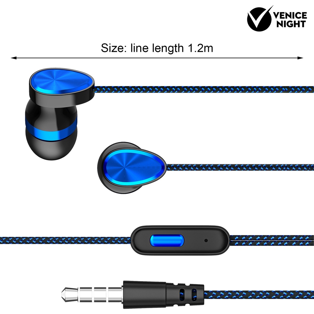 (VNEP) (Berkabel) Earphone dengan Mic Dual Moving Coil 3.5mm In-ear Sports Headphone untuk Smart Phone