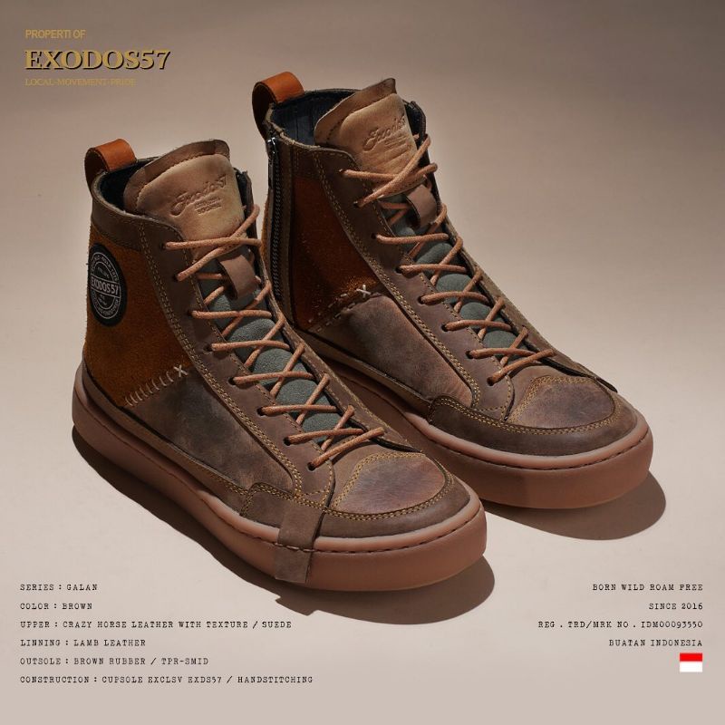 STHIRA | SEPATU GALAN BROWN EXODOS57 | SEPATU KULIT | SEPATU BOOTS