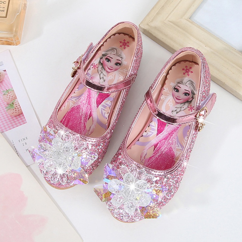 Terbaru Frozen Angel Girls Pesta Pernikahan Sepatu Hak Tinggi + Kotak Sepatu MEWAH INDAH sepatu anak perempuan