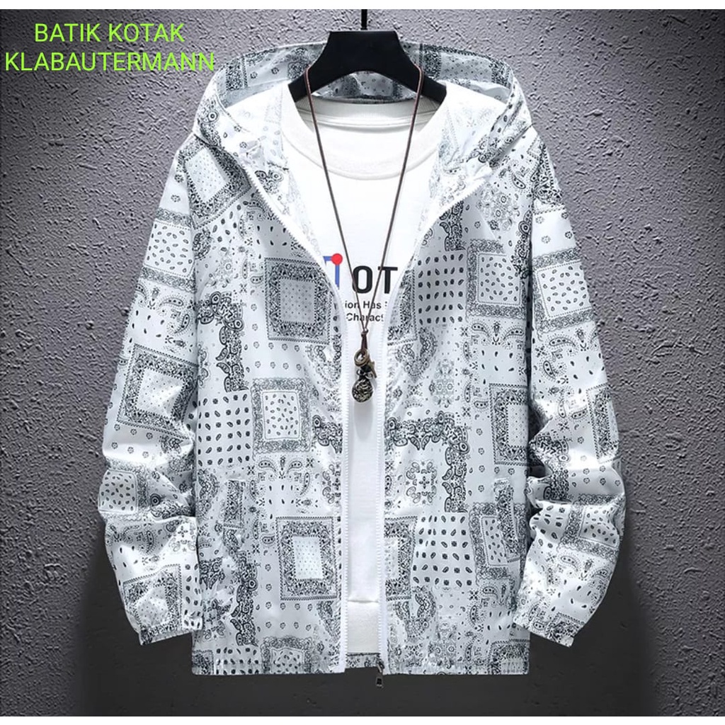 ZIPPER HOODIE JAKET ZIPPER BATIK KOTAK SLETING HIPHOP KPOP / SWEATER KOREA / SWEATER KPOP / SWEATER 