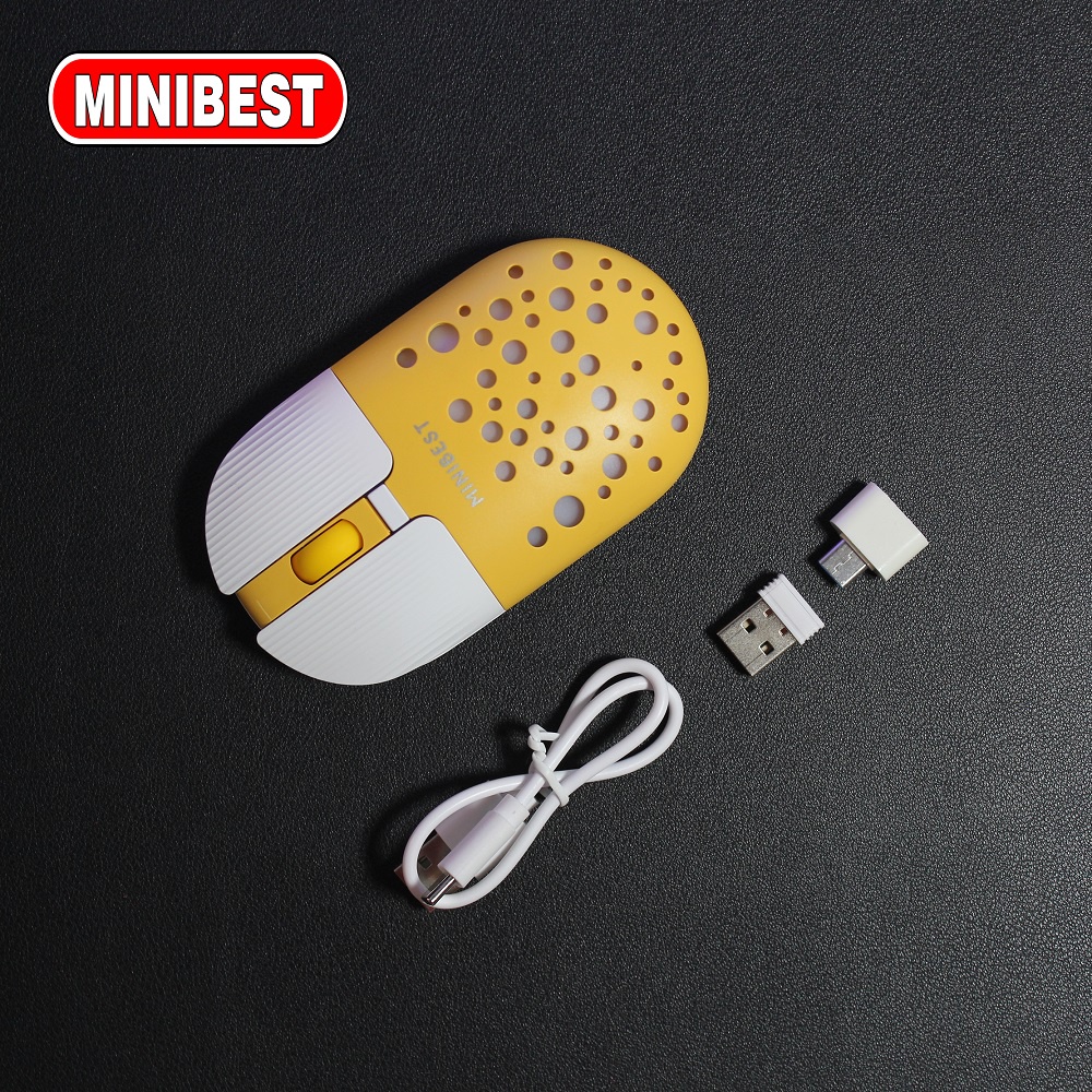 [MB] MN-B398 Yellow Mouse Wireless Bluetooth 1600DPI dengan Receiver USB untuk PC Laptop