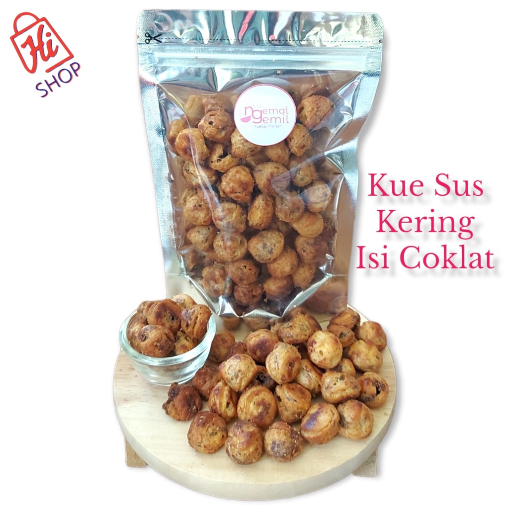 

Kue Sus Kering Isi Coklat Homemade Biskuit Soes Mini Rasa Coklat Kualitas Premium