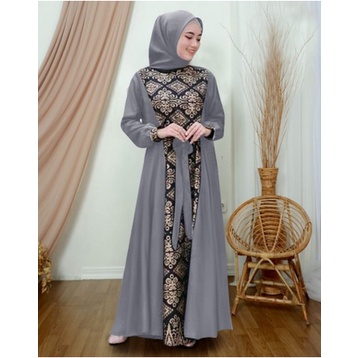 Baju Gamis Remaja Jumbo Pesta Kondangan Motif Batik Nusantara Gaun Acara Lebaran 2023 Maxi Irwansyah