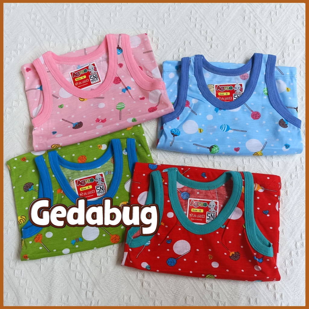 3 Pcs - Singlet anak Agree SM-038 Lolipop | Singlet Anak Motif Lucu dan Berkualitas | Gedabug