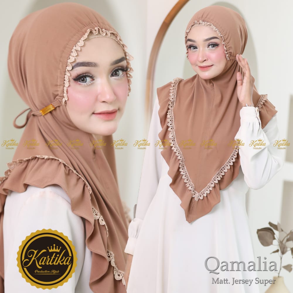 Hijab Instan LAURA Jersey Kerut Dahi renda rempel by DAURAGAMA