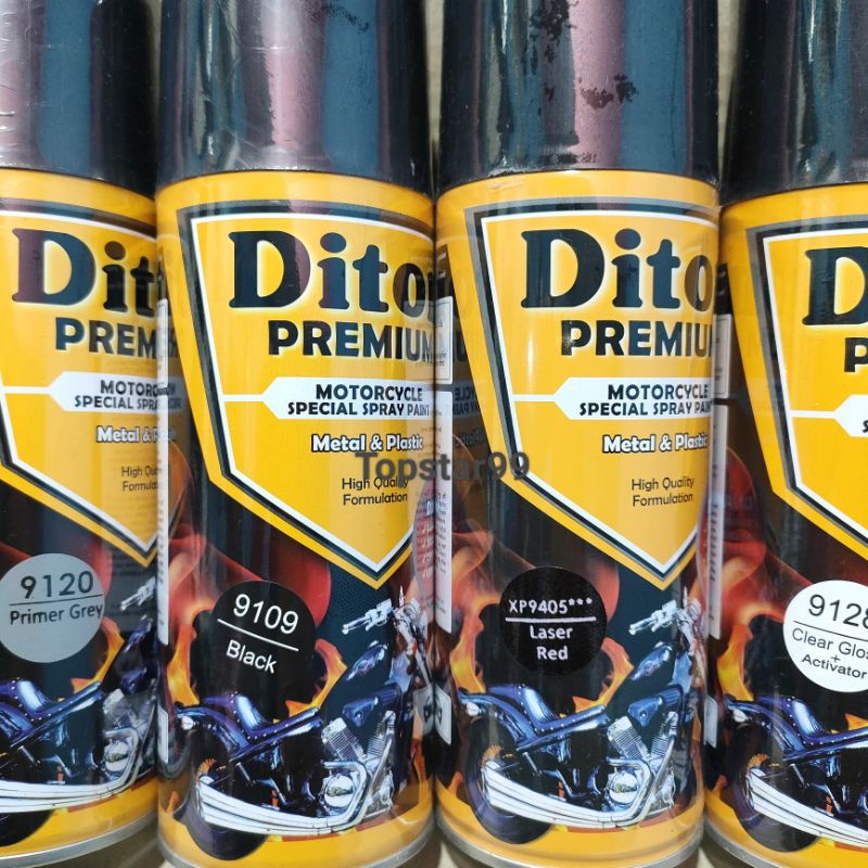 Pilok Cat Diton Premium Paket Lengkap 4 Kaleng Laser Red Merah Xirallic Xiralic 9405 Primer Grey 9120 Black 9109 Clear Gloss 9128 400cc Pilox Paketan Cat Semprot Special Spray Paint