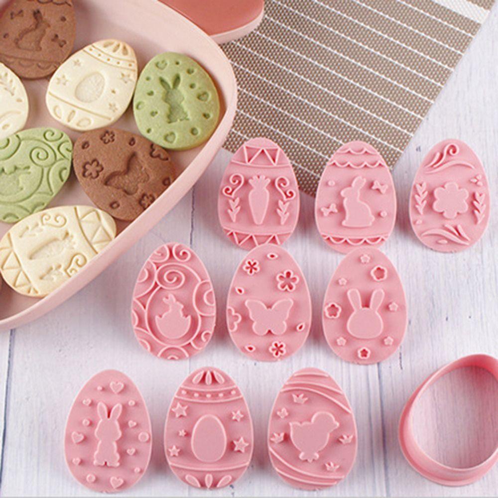 Solighter 9 Pcs/set 3D Easter Rabbit Telur Makanan Fondant Pastry Dekorasi Cetakan Kue Toples Plastik Saus Sandwich