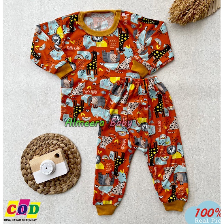 Setelan Baju Bayi Piyama Bayi Lengan Panjang Motif Laki Laki Perempuan Usia 3-12 Bulan Almeera Baby and Kids