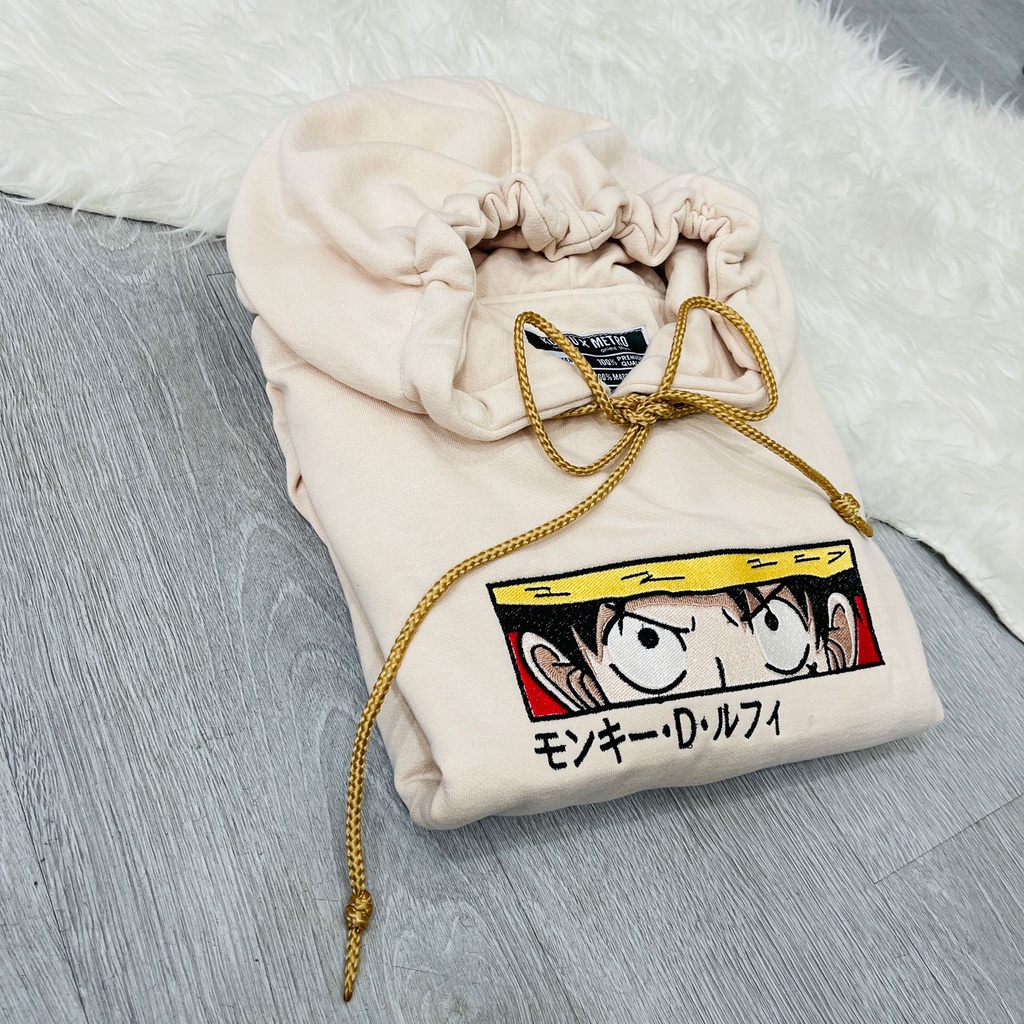 Hoodie Luffy Eyes Embroidery Anime Manga One Piece Premium Unisex