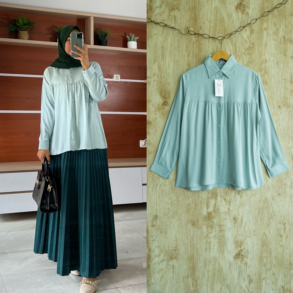 HARUKA blouse by ZALFA OUTFIT / kemeja rayon / blouse rayon / kemeja polos