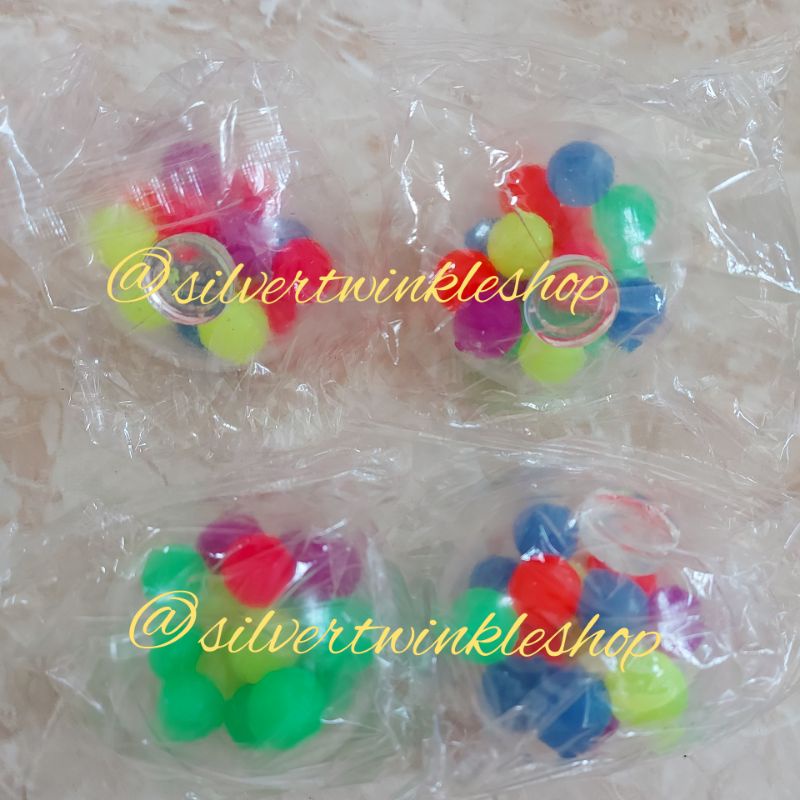 Mainan edukasi squishy jelly transparan mesh ball bola anggur anti stress rainbow deluxe jaring squi
