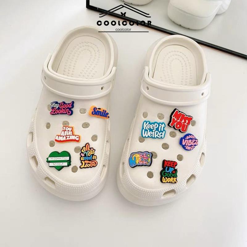 COD❤️Charms Sepatu Motivasional Phrases jibbitz crocs Untuk Aksesoris Pesta Anak Lucu- cl