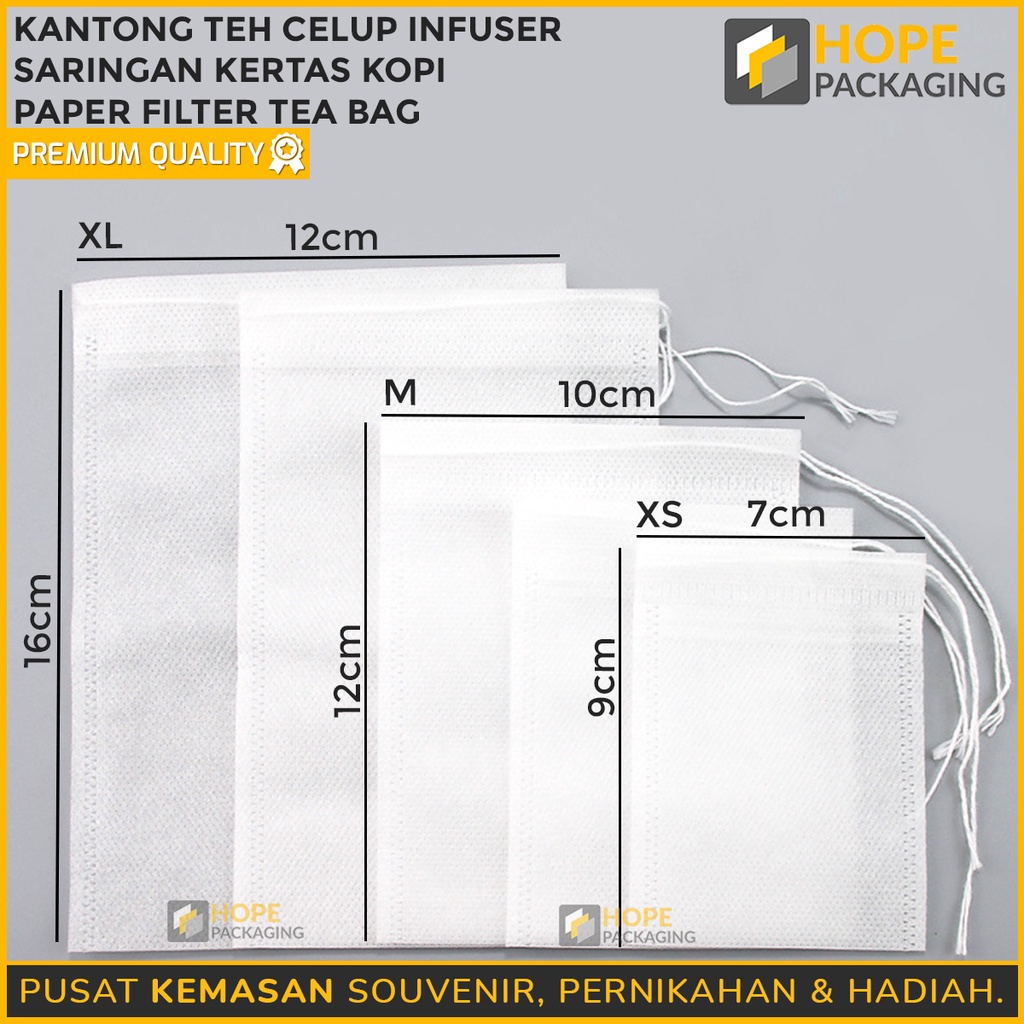 [ isi 5 pcs ] Kantong teh celup uk. M : 10 x 12 cm / Kantong rempah / Teabag White