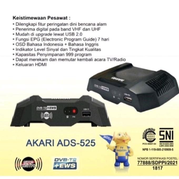 Akari Set Top Box Ads 210 Ads210 ( Alat Penangkap Siaran Digital Tv )