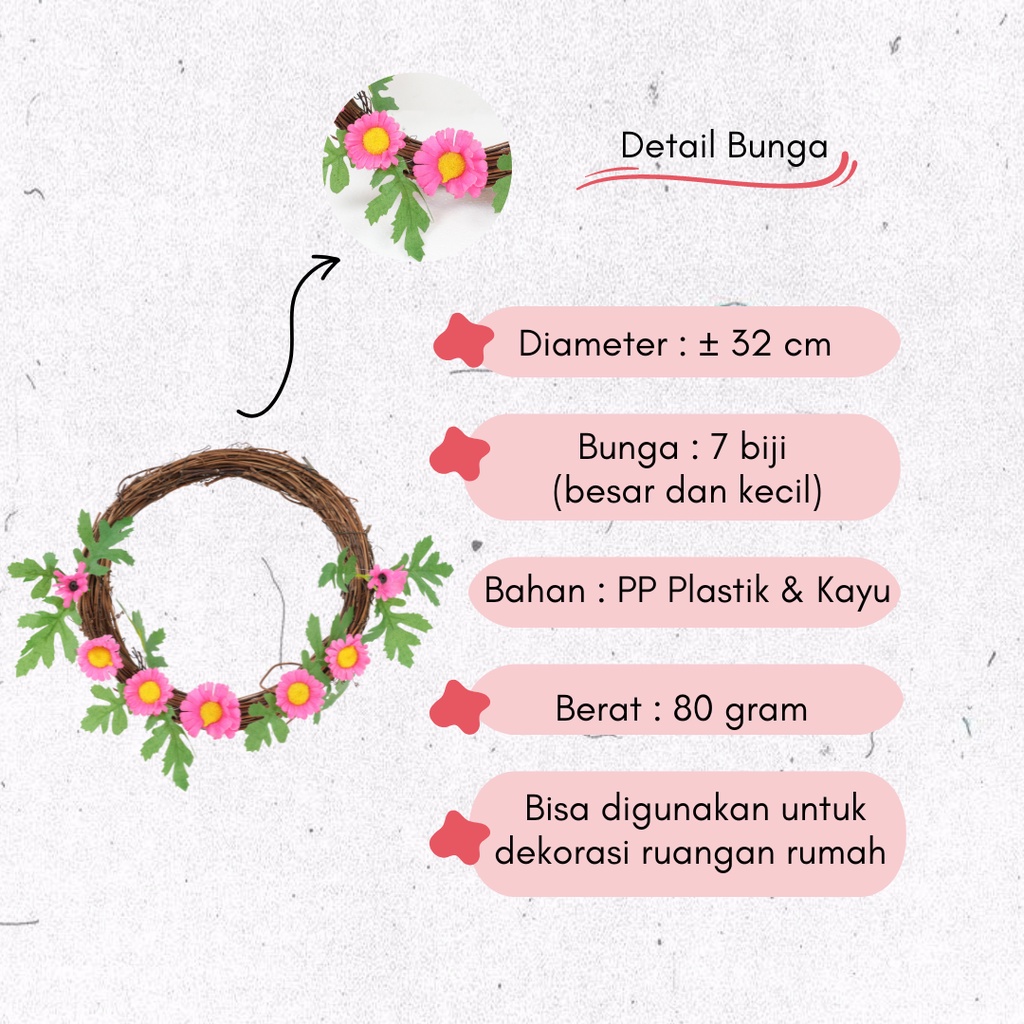 AND / COD / Ring Bunga Dekorasi Dinding Rumah Ring Rotan Bunga Hias Plastik Palsu Artificial Flowers Murah PBP125