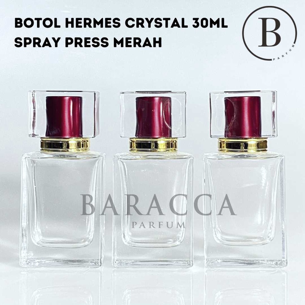 Botol Parfum Crystal 30ML Press Merah -  Botol Crystal Press - Botol Hermes 30ML