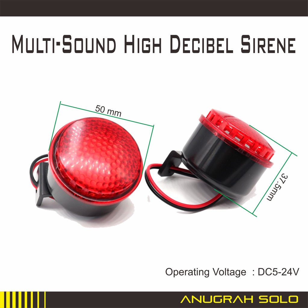 Multi Tone Alarm High Decibel Siren 12V 24V Sirine dgn Lampu Flashing