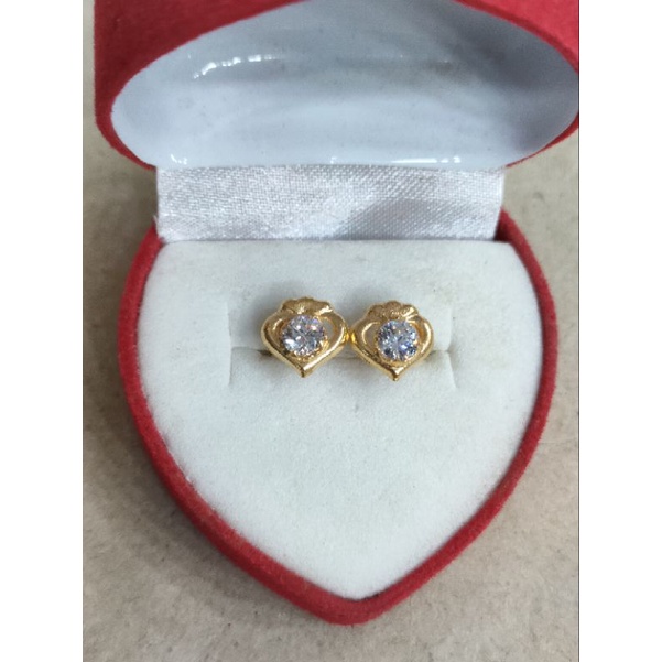 giwang daun love mata putih 1/2 gram emas muda