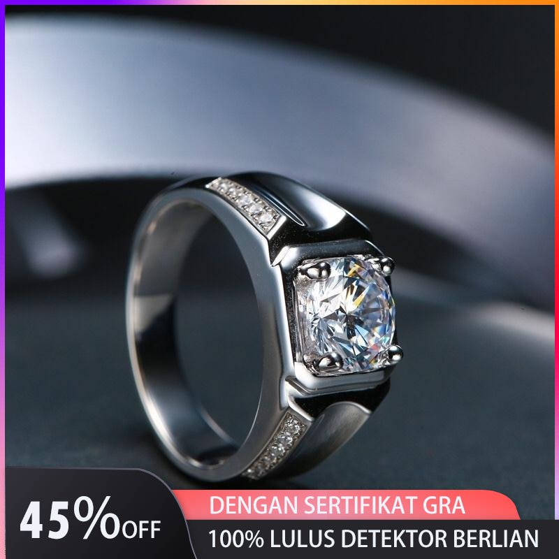 Like Moissanite Cincin Pertunangan Pria 1 Ct Moissanite,925 Platina Berlapis Perak