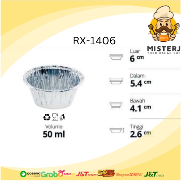 Alumunium Tray RX-1406 | 25 Pcs | Alu Tray Cup RX-1406