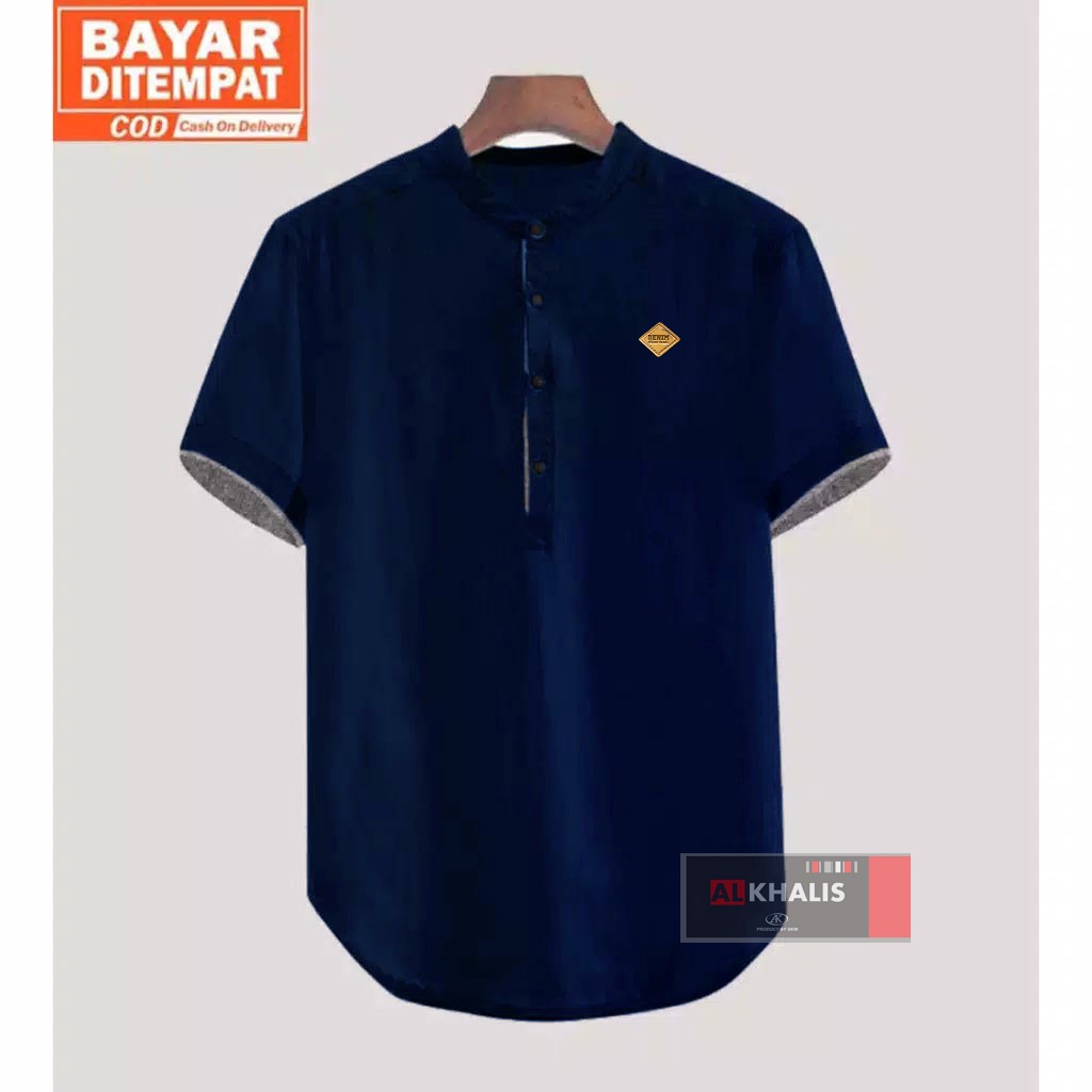 Baju koko kurta Lengan pendek Polos Premium Alkhalis