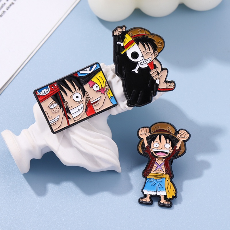 Bros Pin Enamel Desain Anime Luffy Ace Sabo Roronoa Zoro Bahan Alloy Metal Untuk Hadiah