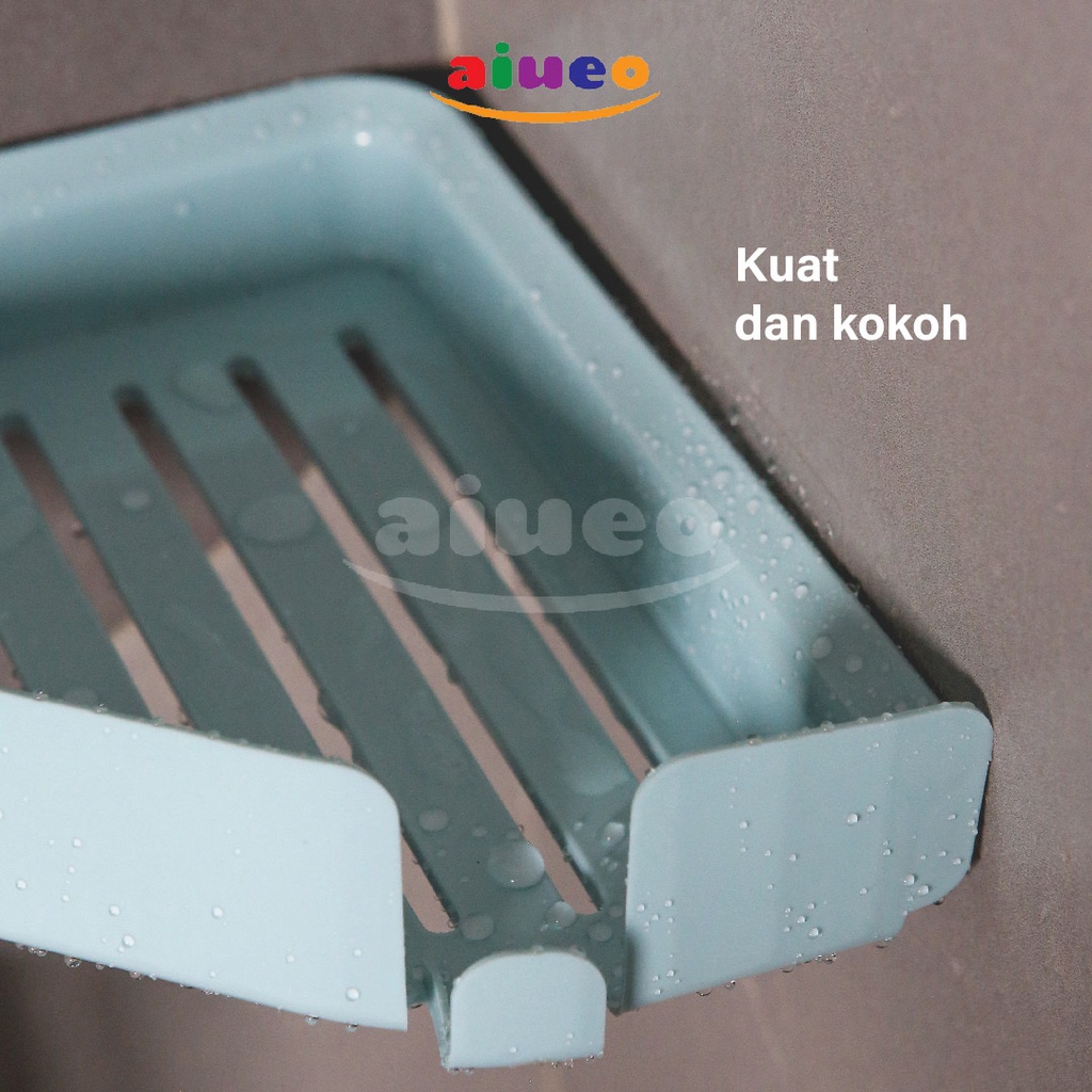 AIUEO | Rak Sudut Siku Kamar mandi Dispender Sabun Tempel Dinding Plastik Segitiga Serbaguna Triangle Shelves