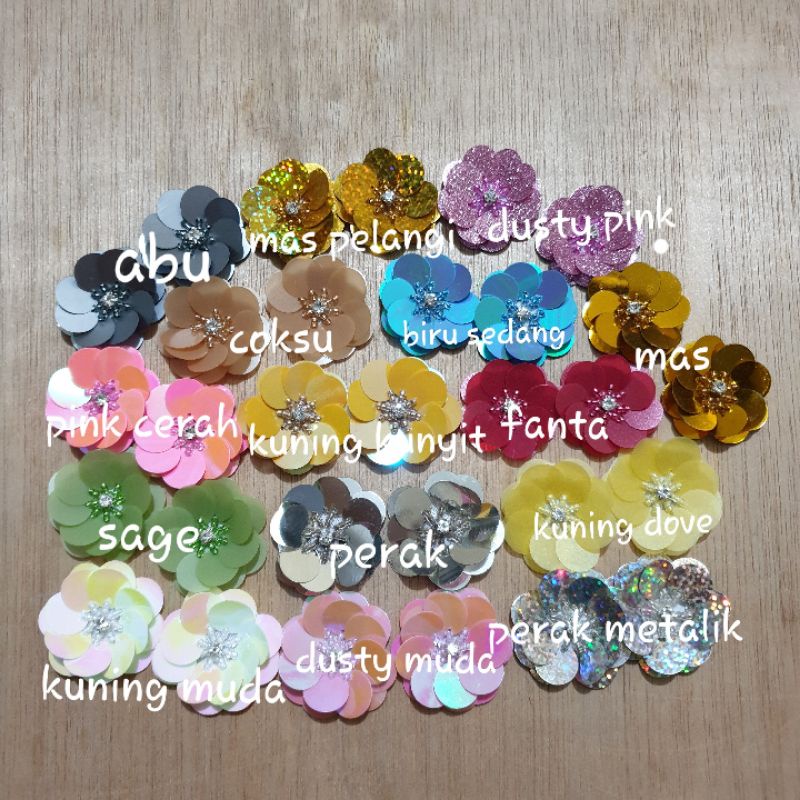 Bunga Payet Teratai +-3,5 cm/per 5 pcs