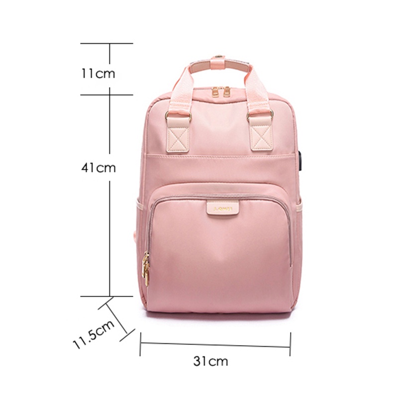 SmallLee wanita ransel kapasitas besar USB ransel 13.3 14 15.6 inch mode ransel laptop tahan air