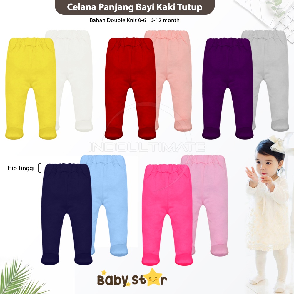 BABY STAR Celana Panjang Tutup Kaki (0-12 Bulan) Polos Warna Warni Newborn Perempuan Laki - laki Kaki Tutup GY-S79 Legging Bayi Kaki Tutup Leging Bayi