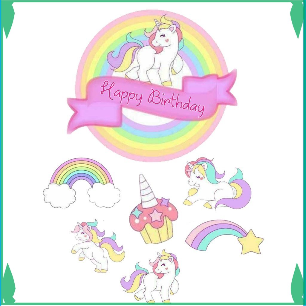 TOPER KUE TOPPER CAKE ULANG TAHUN / HIASAN KUE UNICORN FADHILSOUVENIR