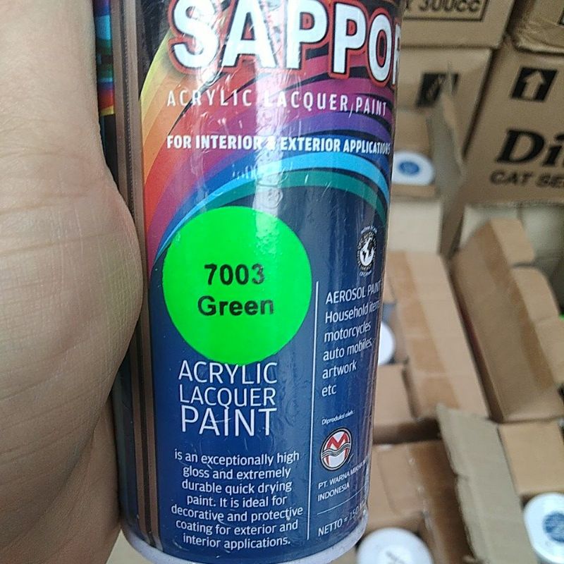 saporo acrylic lacquer paint pilok pilox cat spray sapporo 150ml saporo 7003 green stabilo green hijau 150ml