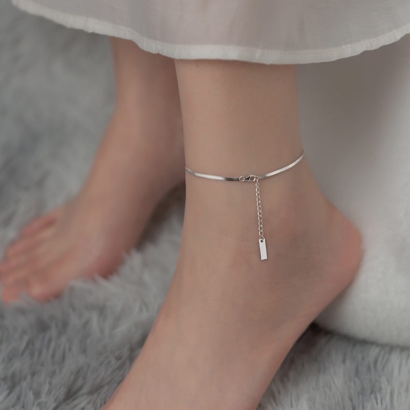 Fashion Korea Tren Wanita Datar Ular Rantai Gelang Tidak Luntur Ankle Chain Mahasiswa Pacar Gelang Kaki