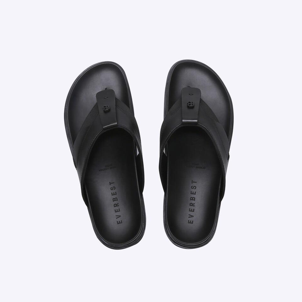 EM06 SANDAL JEPIT EVERBEST PRIA ORIGINAL CASUAL KULIT BRANDED HITAM
